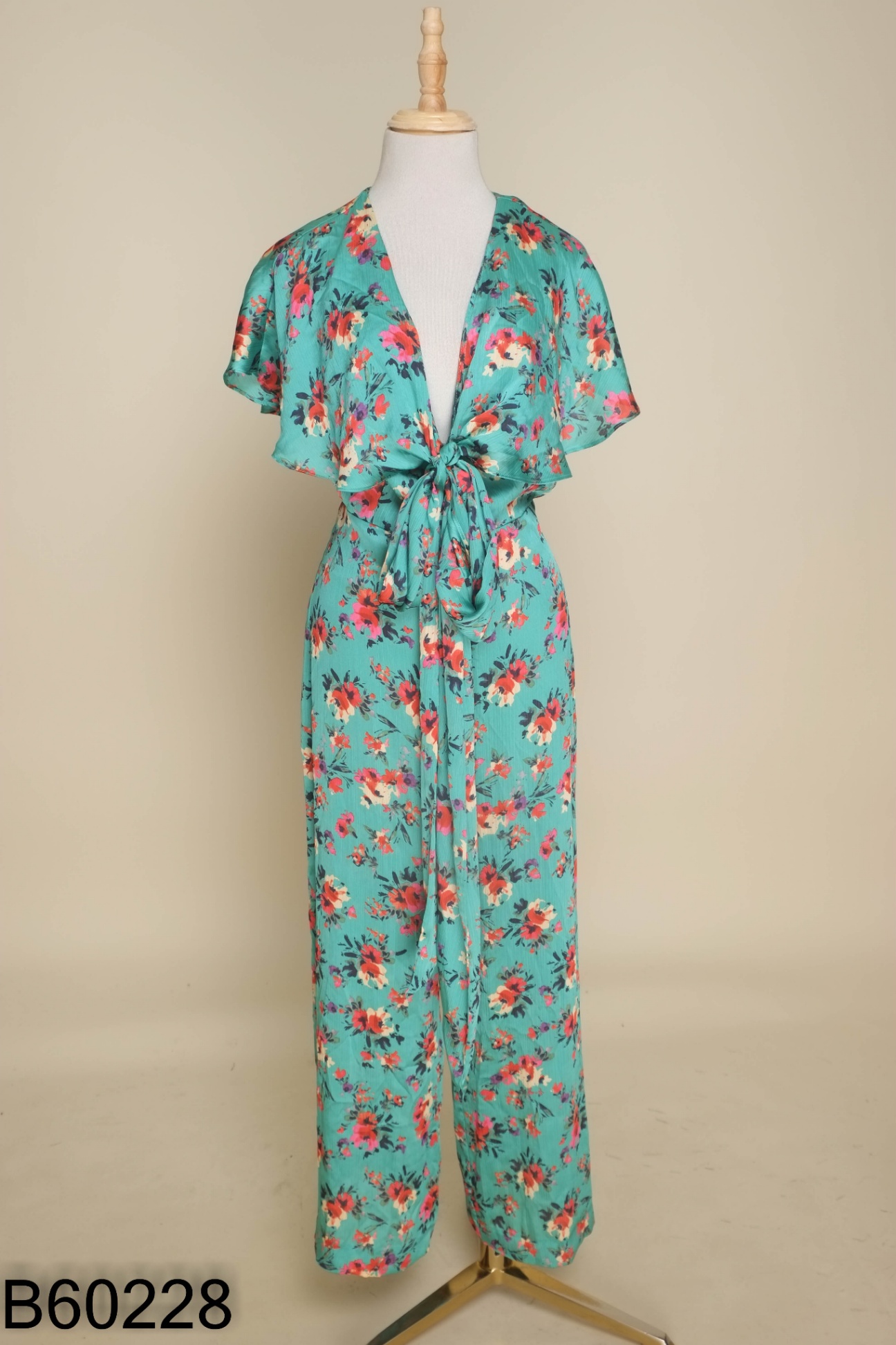 Jumpsuit ZARA xanh hoa đỏ
