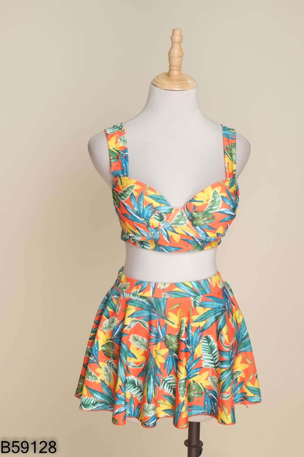 Set Bikini 2 mảnh xanh vàng họa tiết