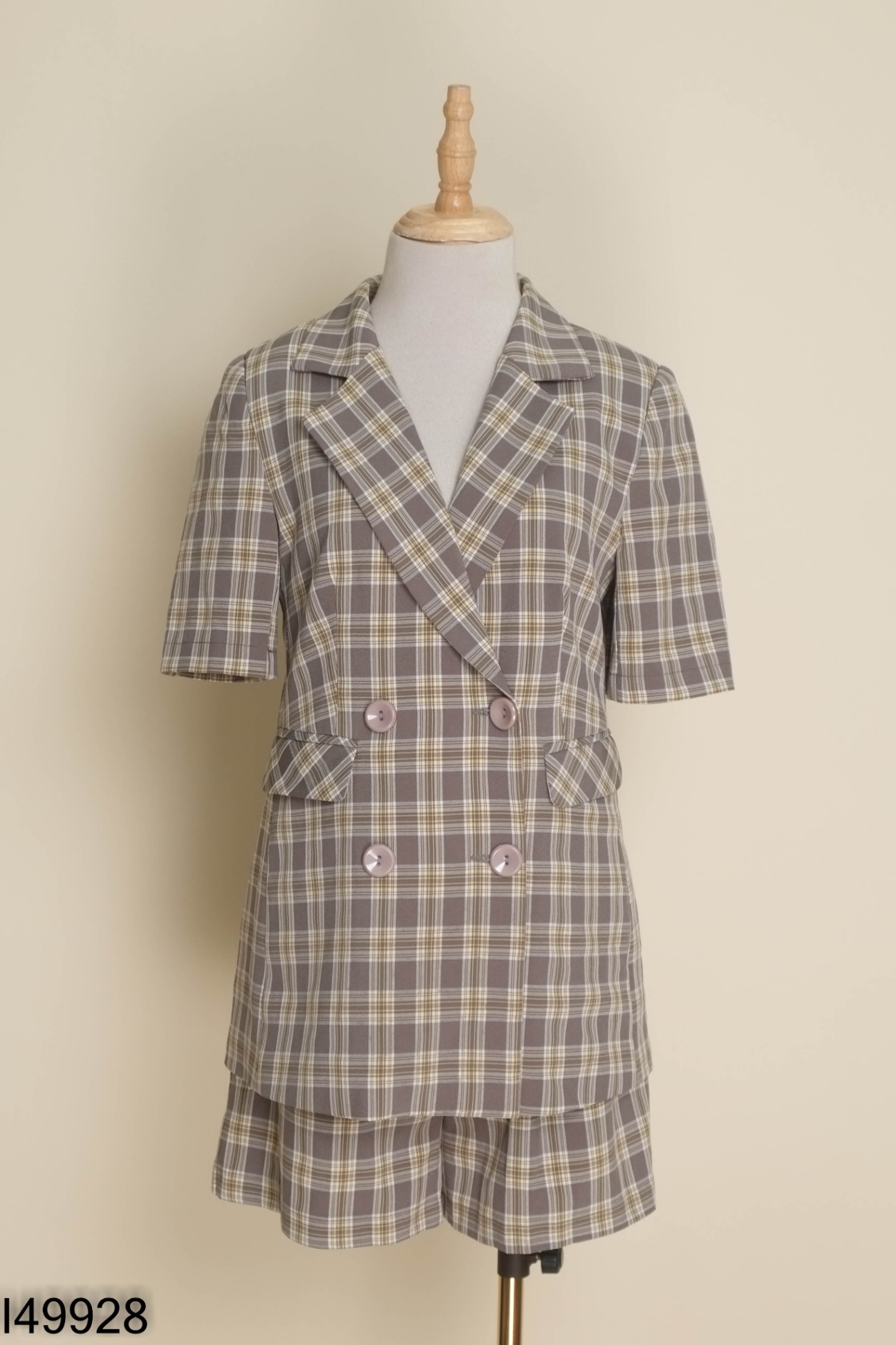 SET CHERRY Blazer xanh kẻ vàng + chân váy