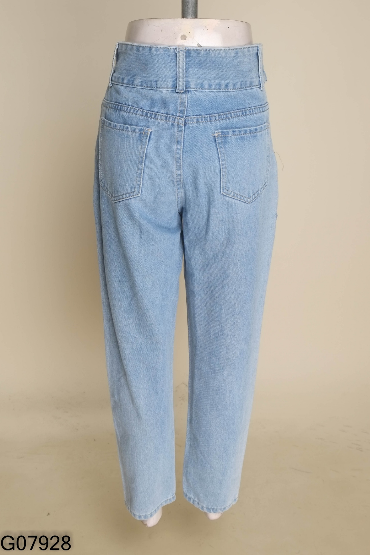 Quần jeans xanh trơn 2 cúc