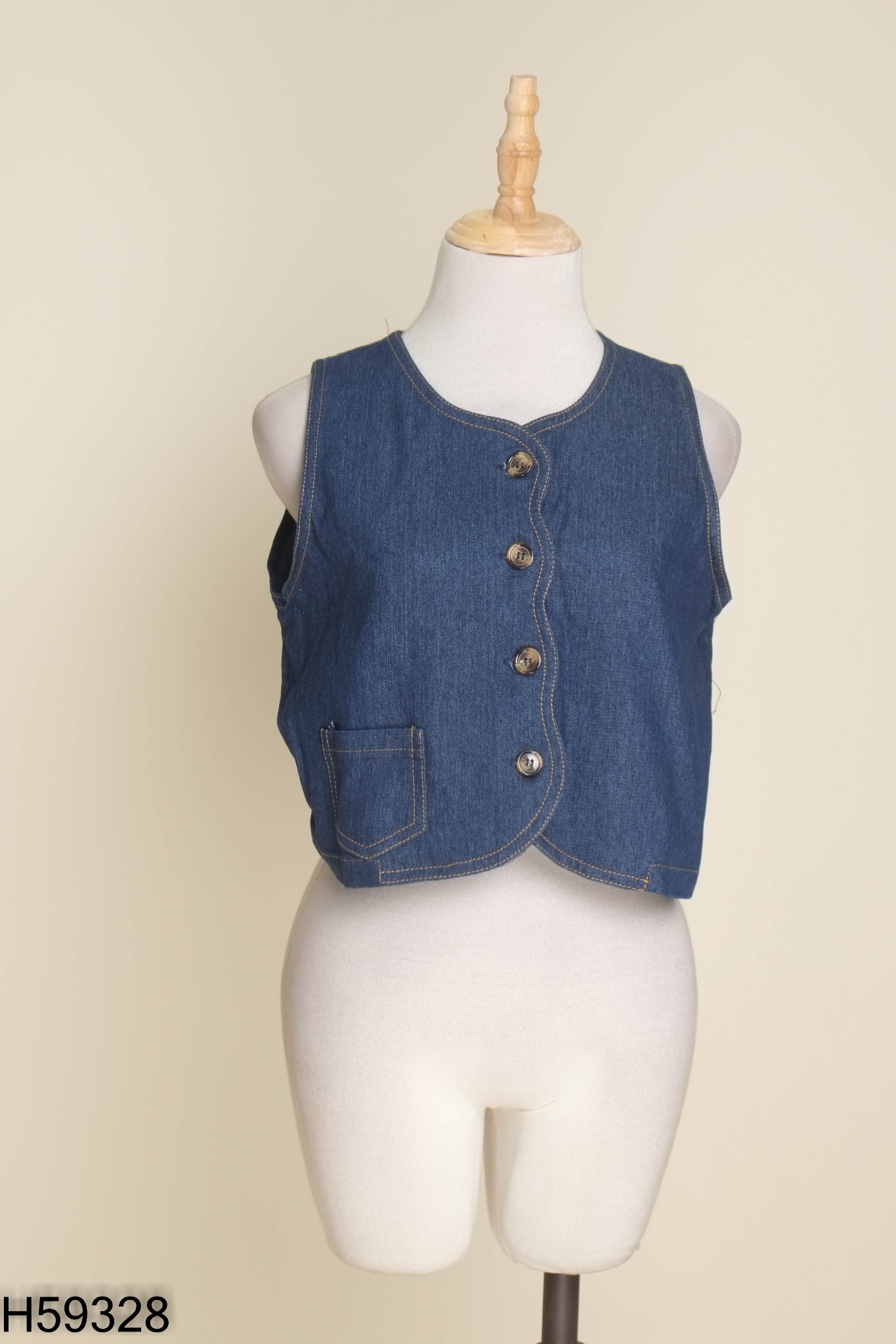 Áo gile BLEUBIRD jeans xanh