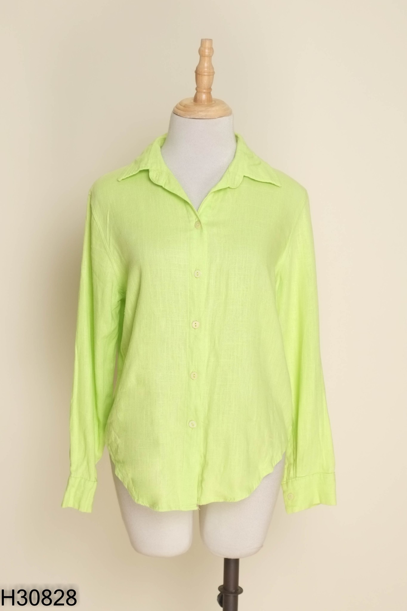 Áo sơ mi linen xanh neon