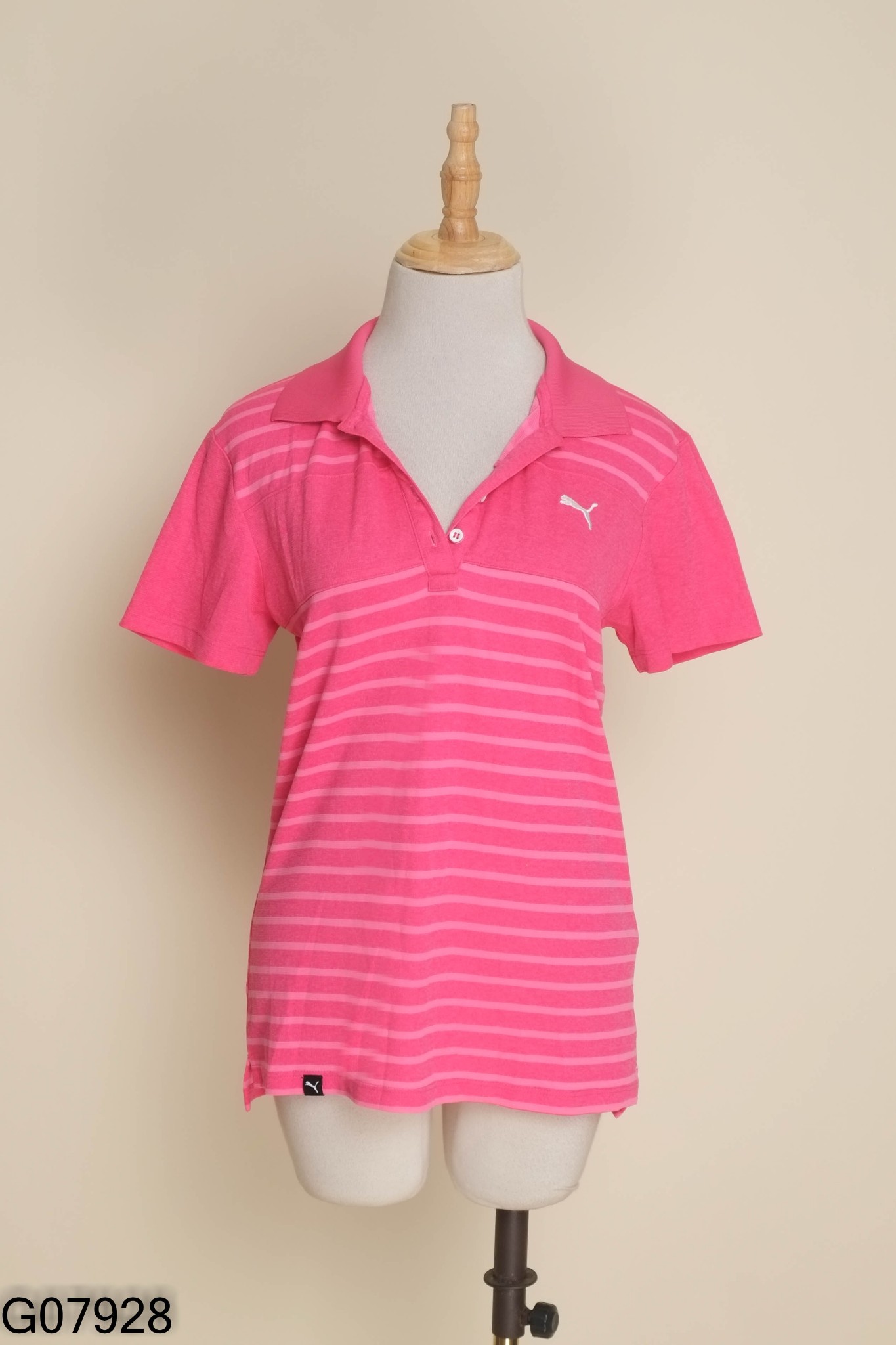Áo polo PUMA hồng kẻ