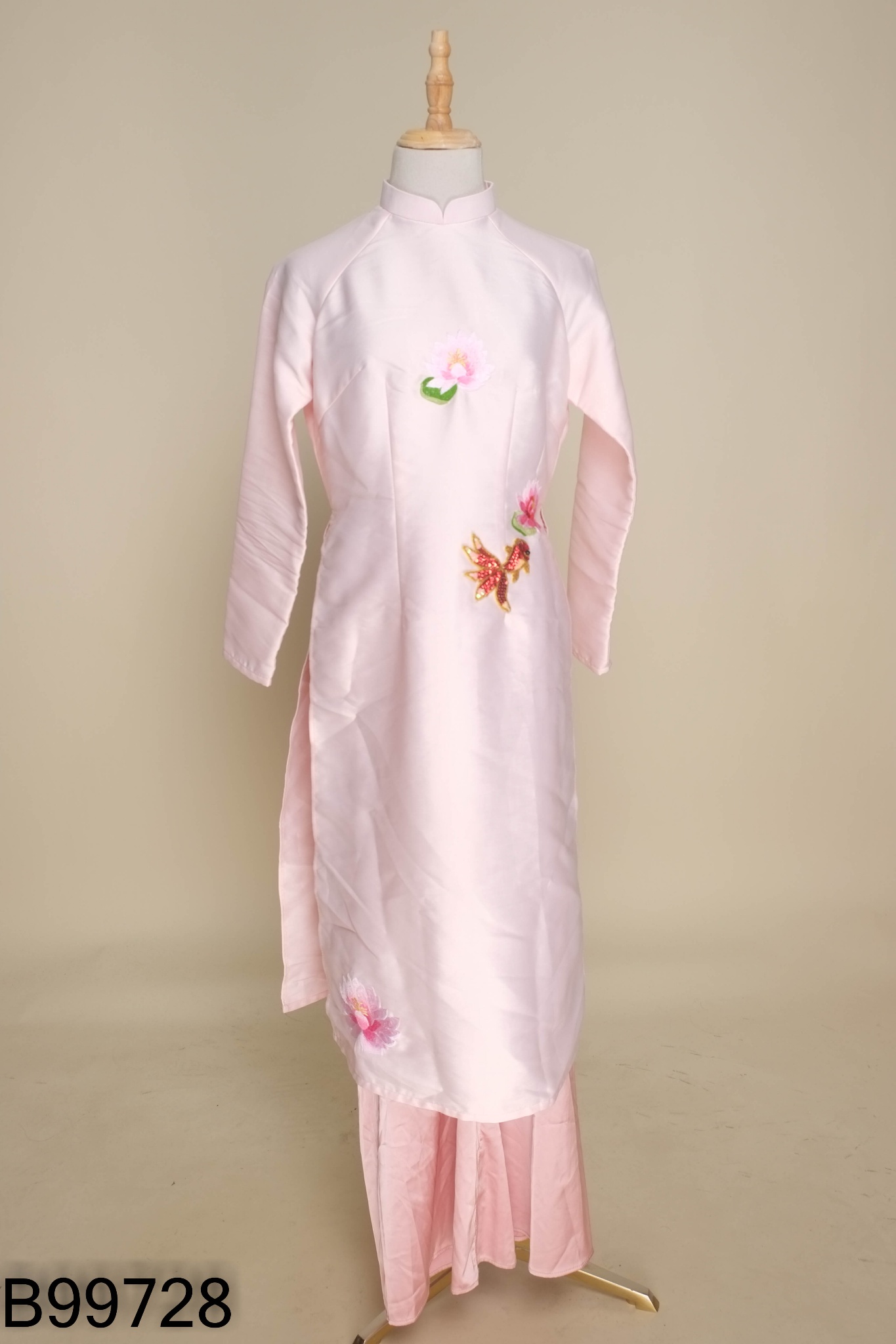 SET Áo dài hồng họa tiết + quần lụa