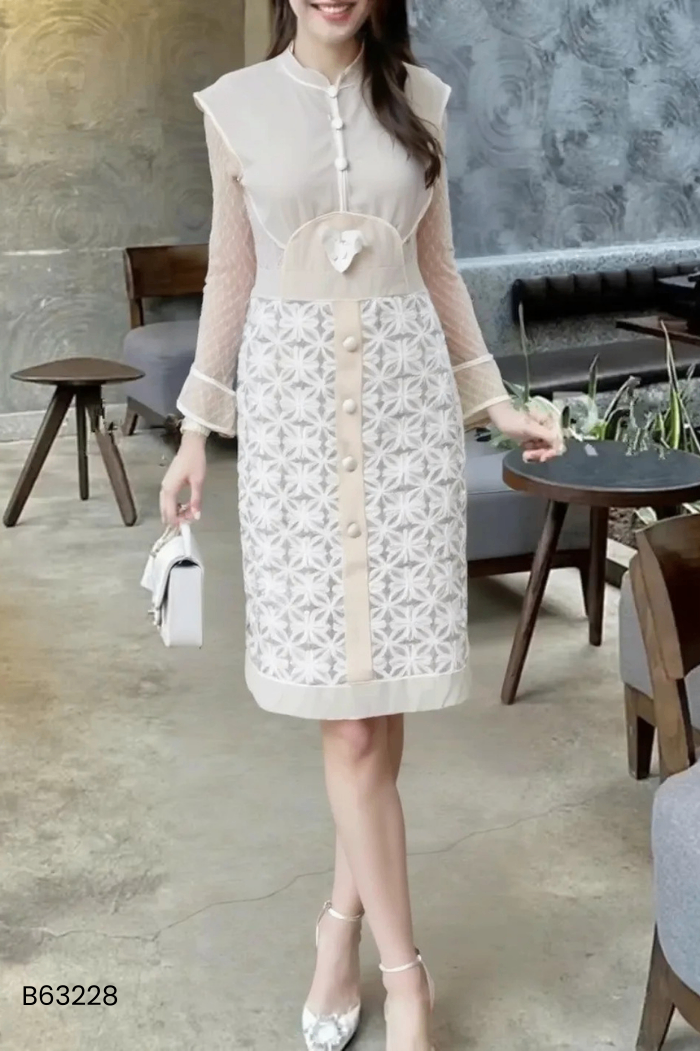 Váy be MONOCO phối tay lưới