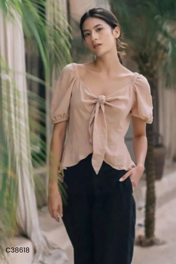 Áo be nâu trơn