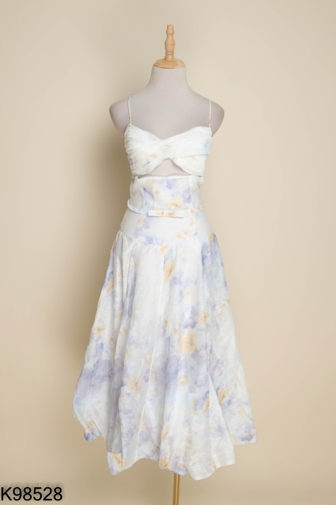 Váy 1999 CLOSET hai dây be hoạ tiết