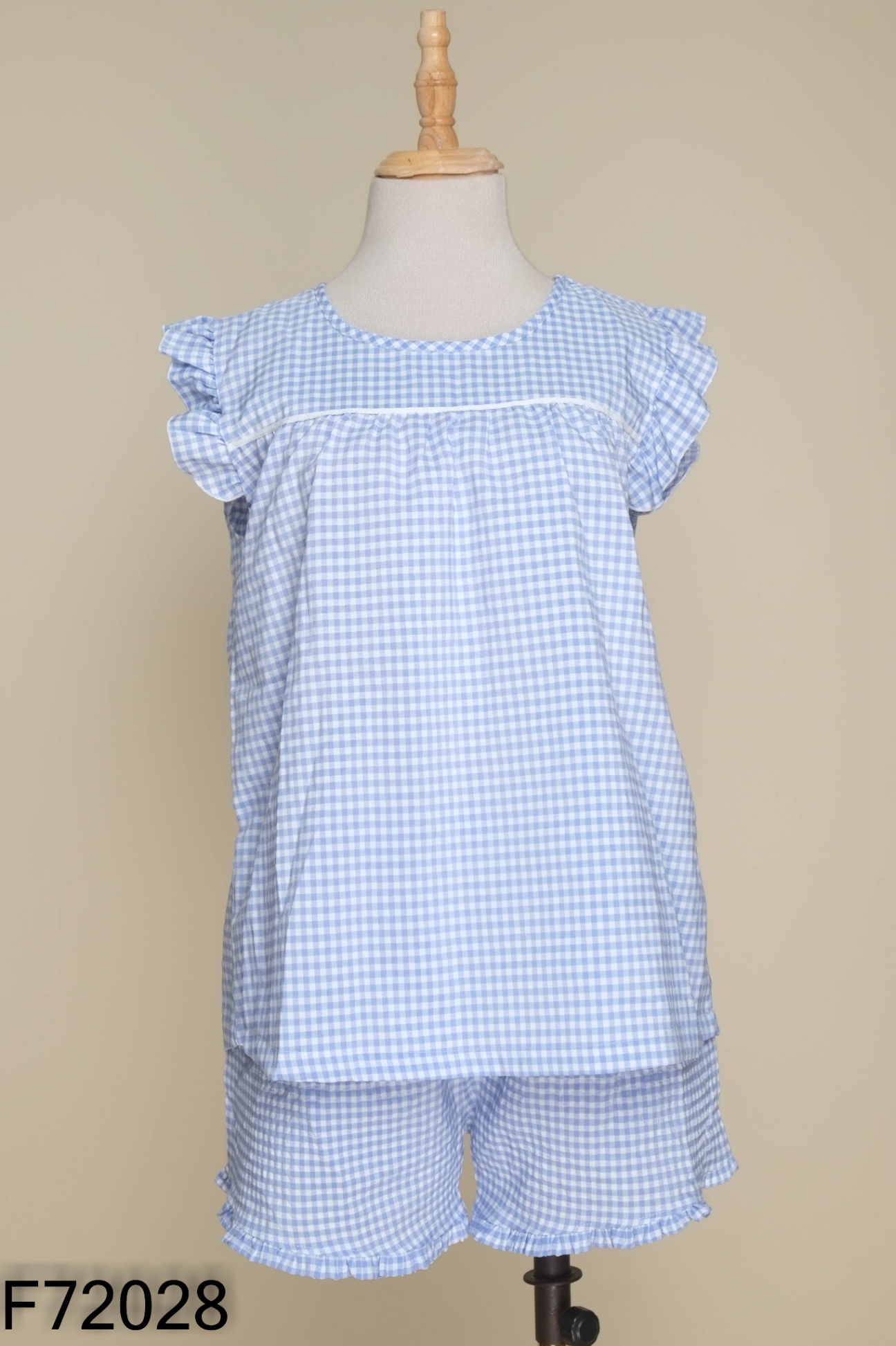 Set bộ xanh kẻ caro trắng mặc nhà
