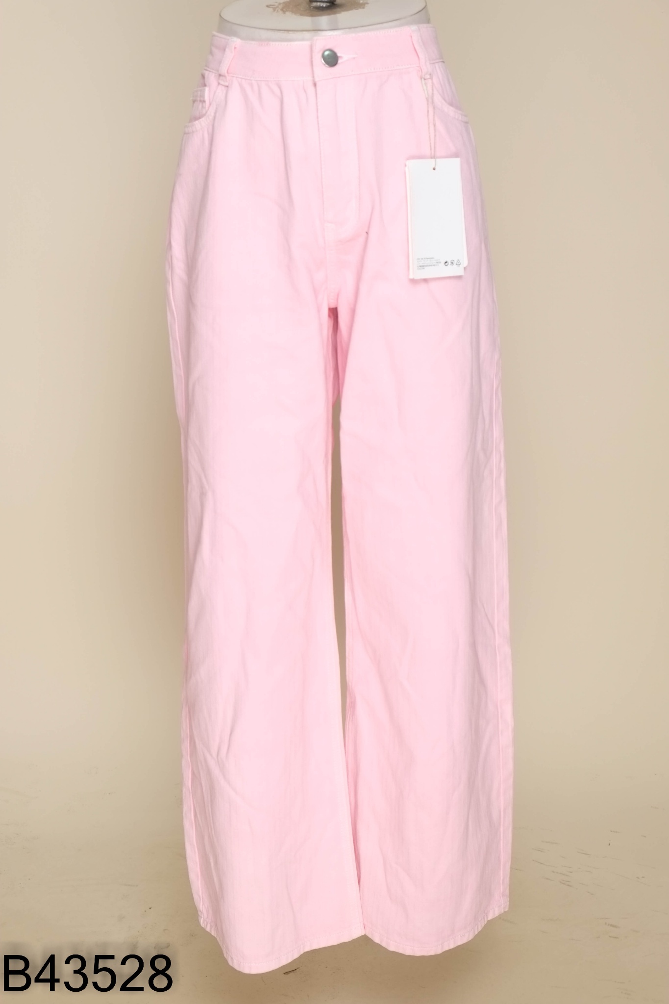 NEWTAG Quần jeans hồng ống rộng