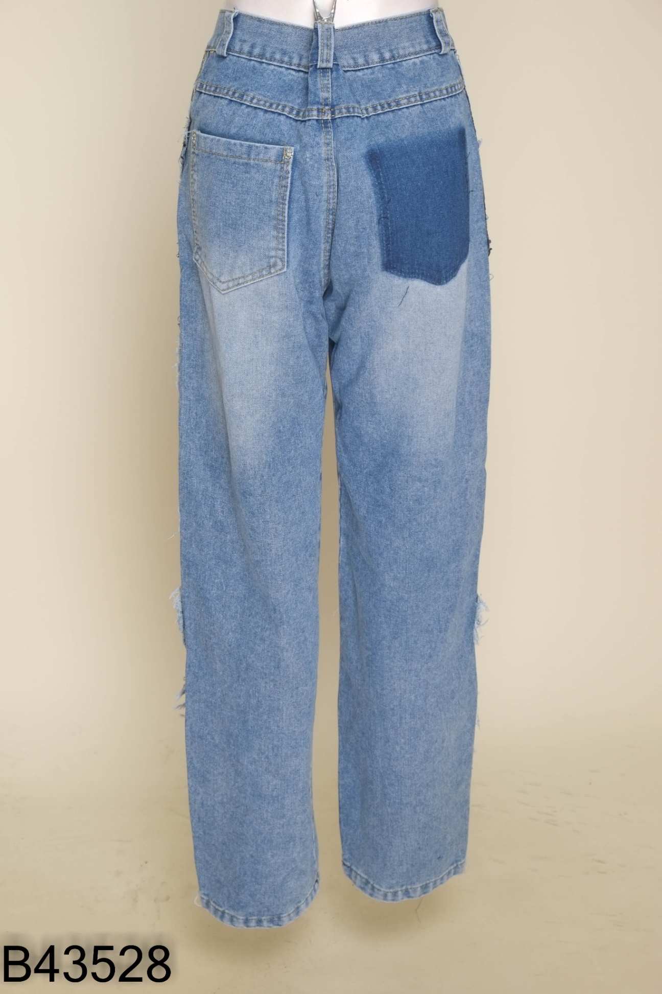 NEWTAG Quần jeans xanh ống rộng