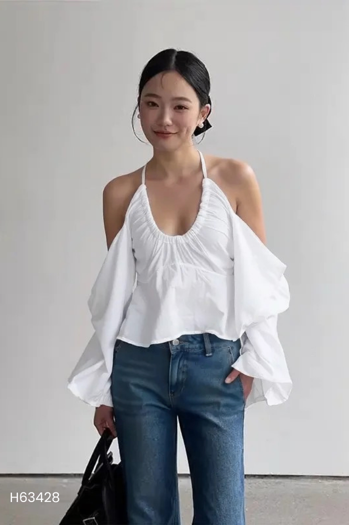 NEWTAG Áo đũi trắng dài tay
