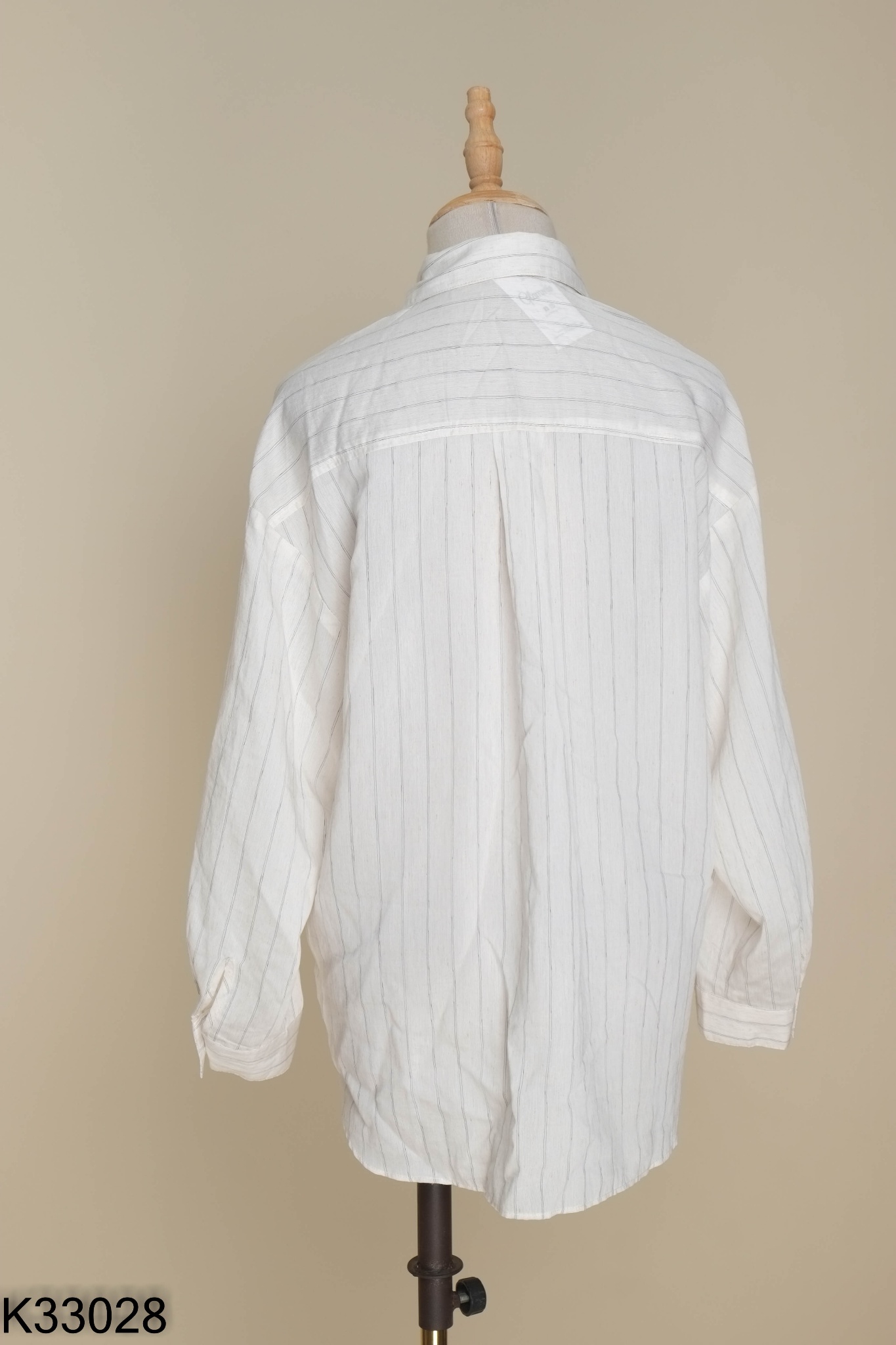 Áo sơ mi linen be sọc