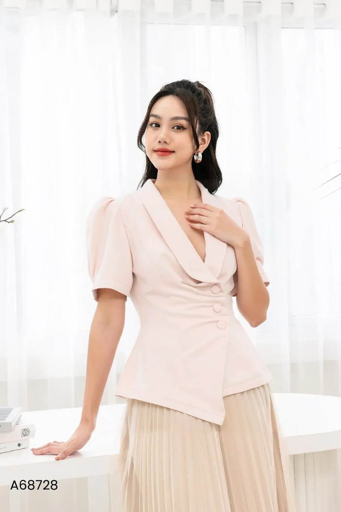Áo kiểu be cổ bẻ