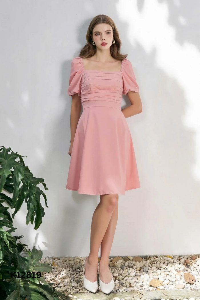 Váy hồng ADORE DRESS cổ vuông
