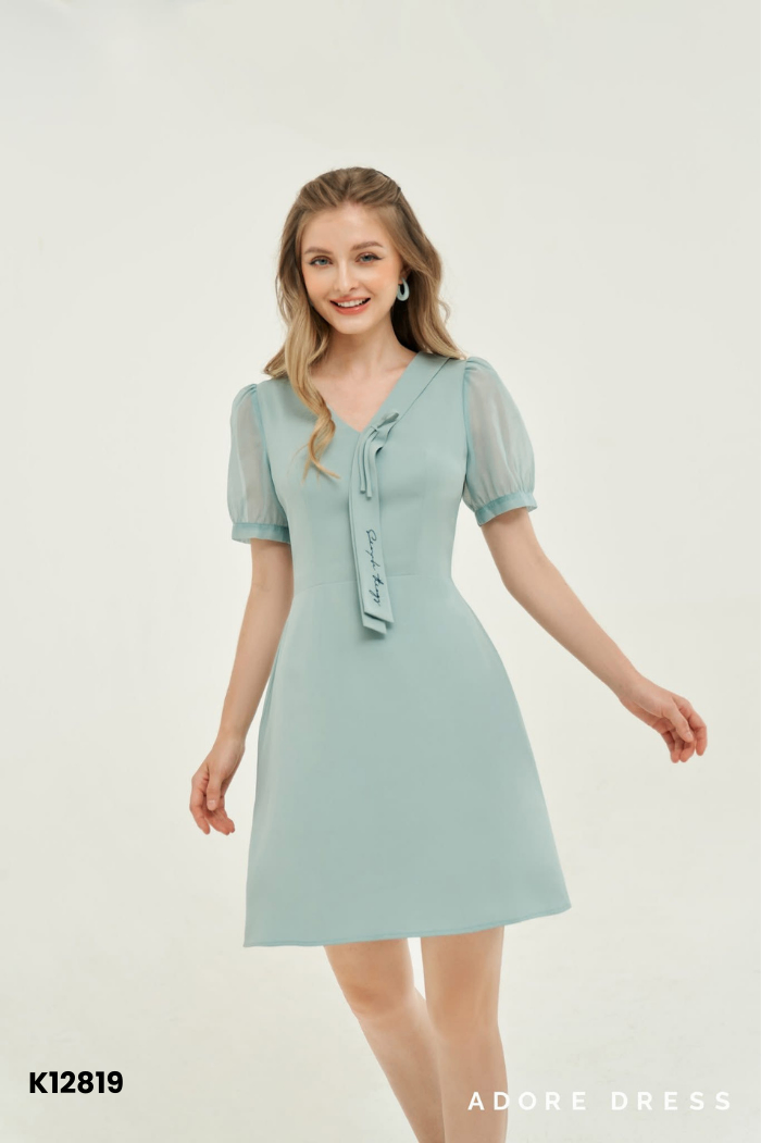 NEWTAG Váy xanh ADORE DRESS tay voan