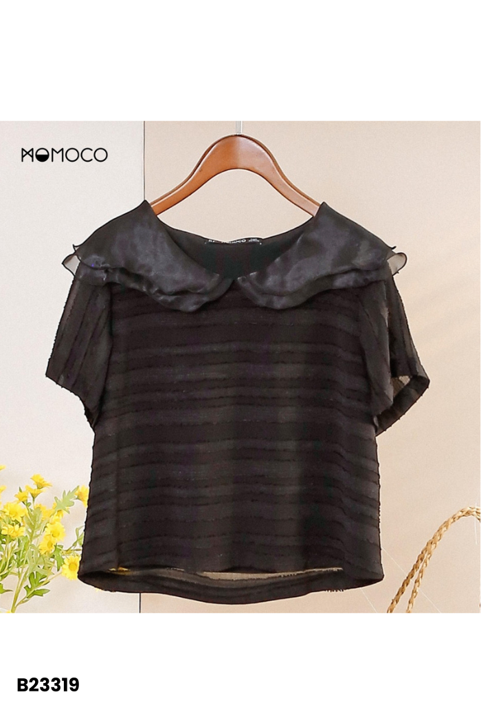 Áo đen MOMOCO cổ voan
