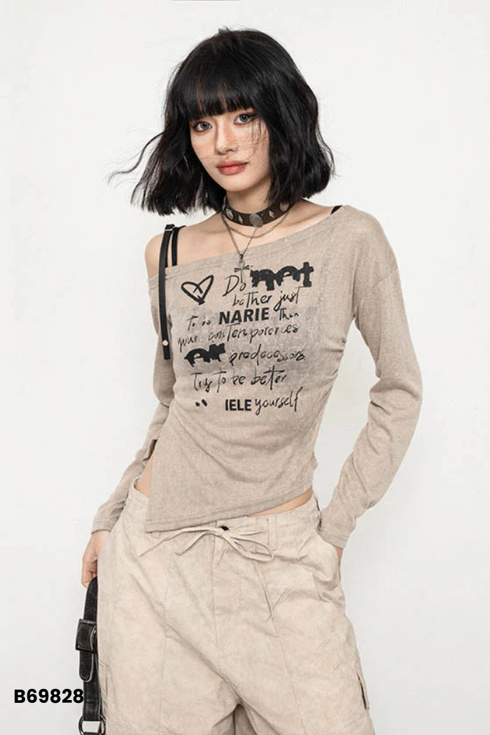 NEWTAG Áo LOVITO nâu phối đen