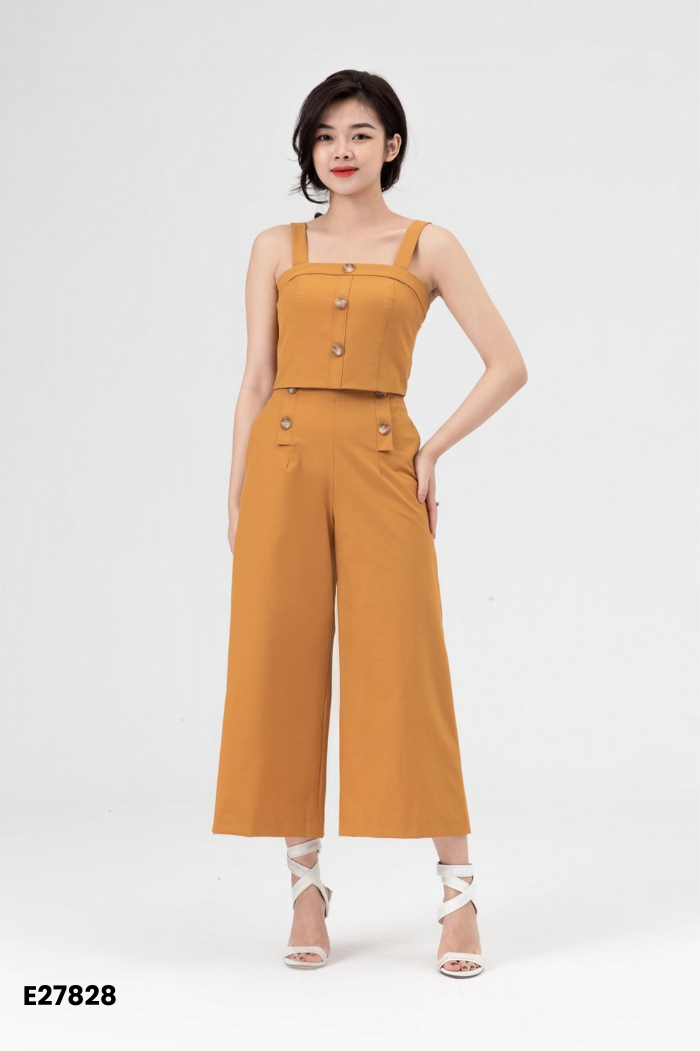 Set IVY MODA nâu áo hai dây + quần culottes
