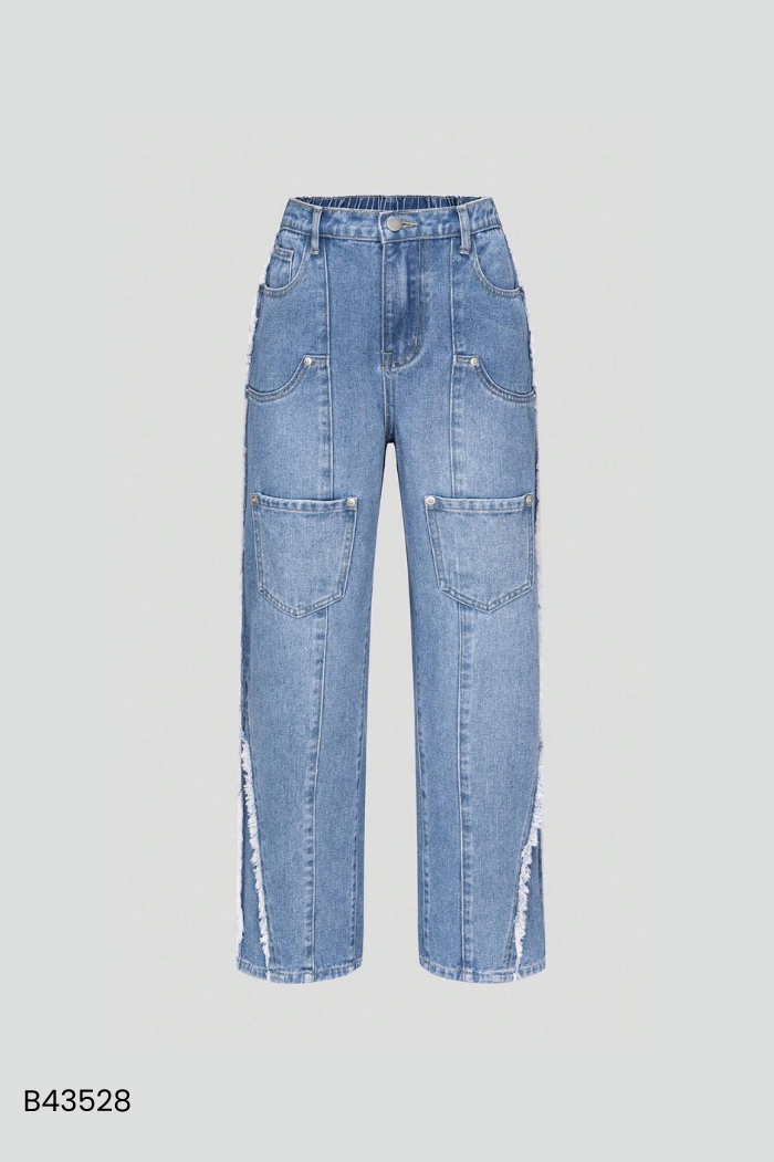 NEWTAG Quần jeans xanh ống rộng