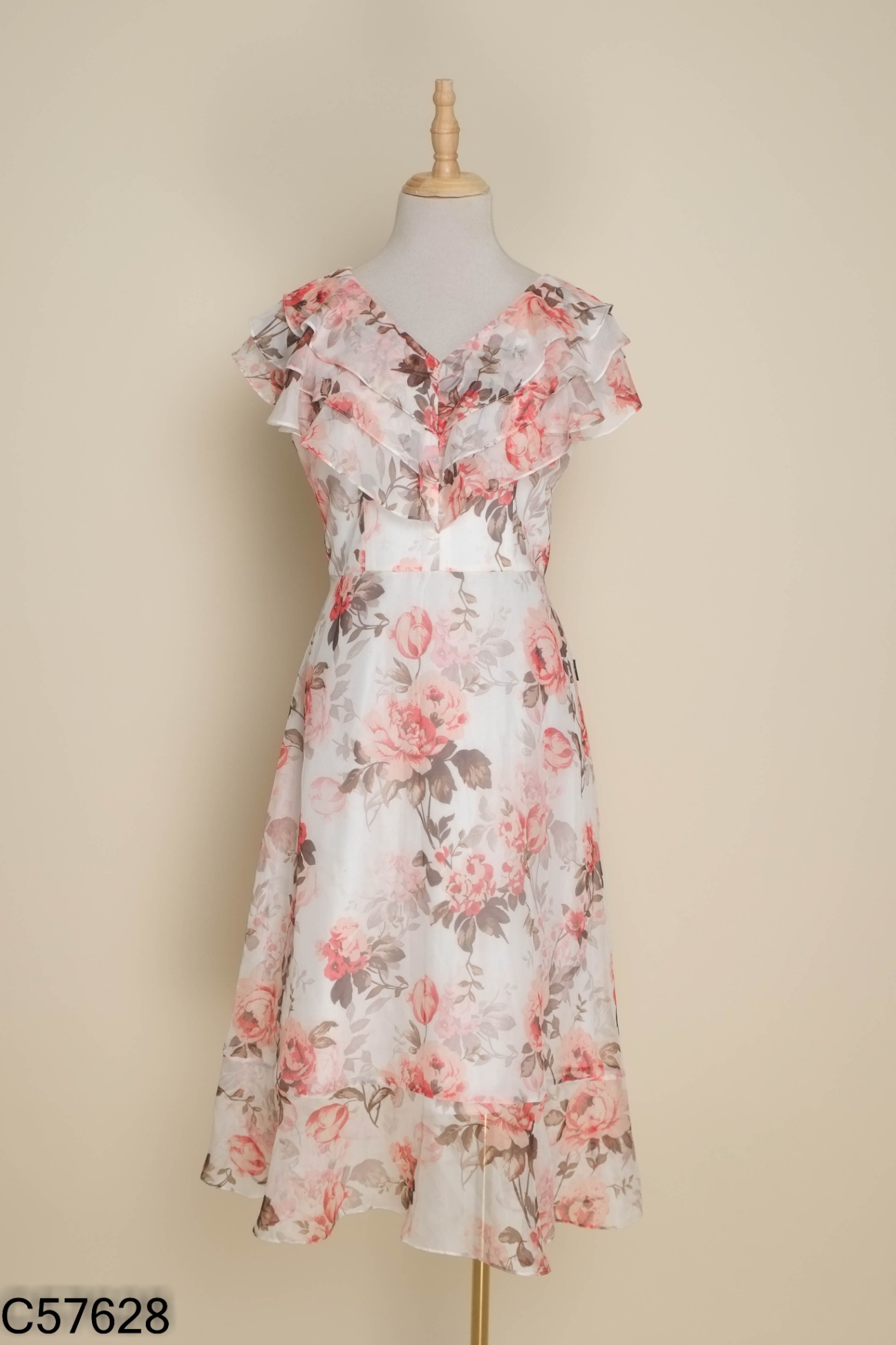 Váy EVA MODA trắng hoa cam