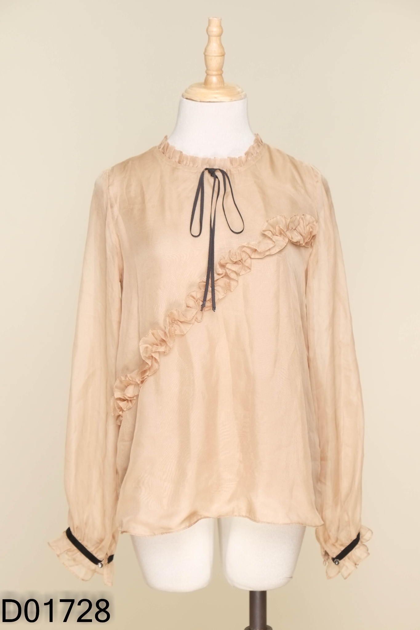 Áo HUONG BOUTIQUE voan nâu nơ đen