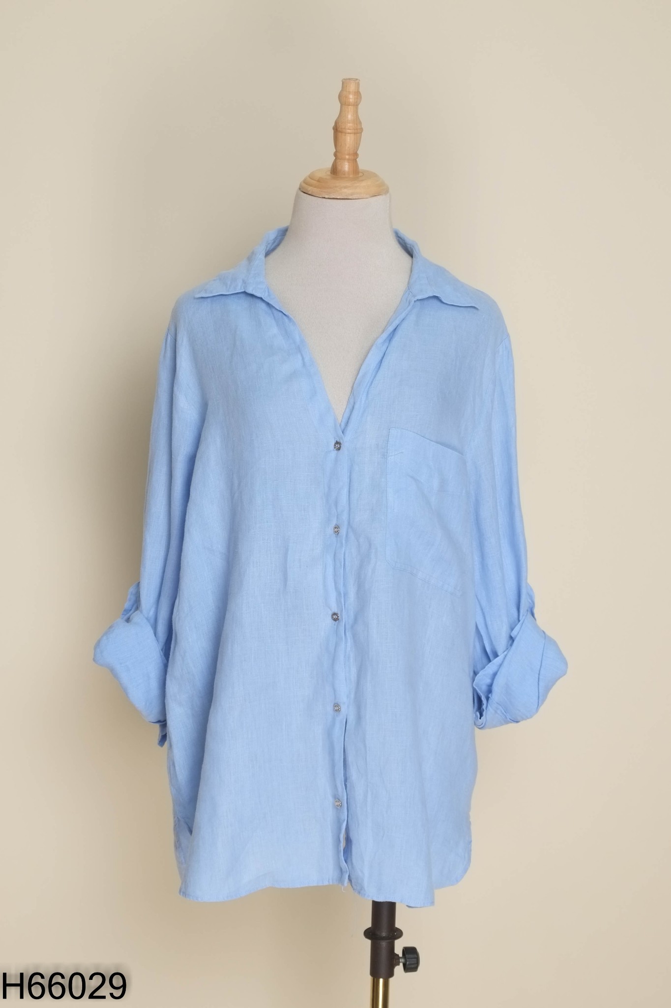 Áo sơ mi linen xanh (ZARA xuất)