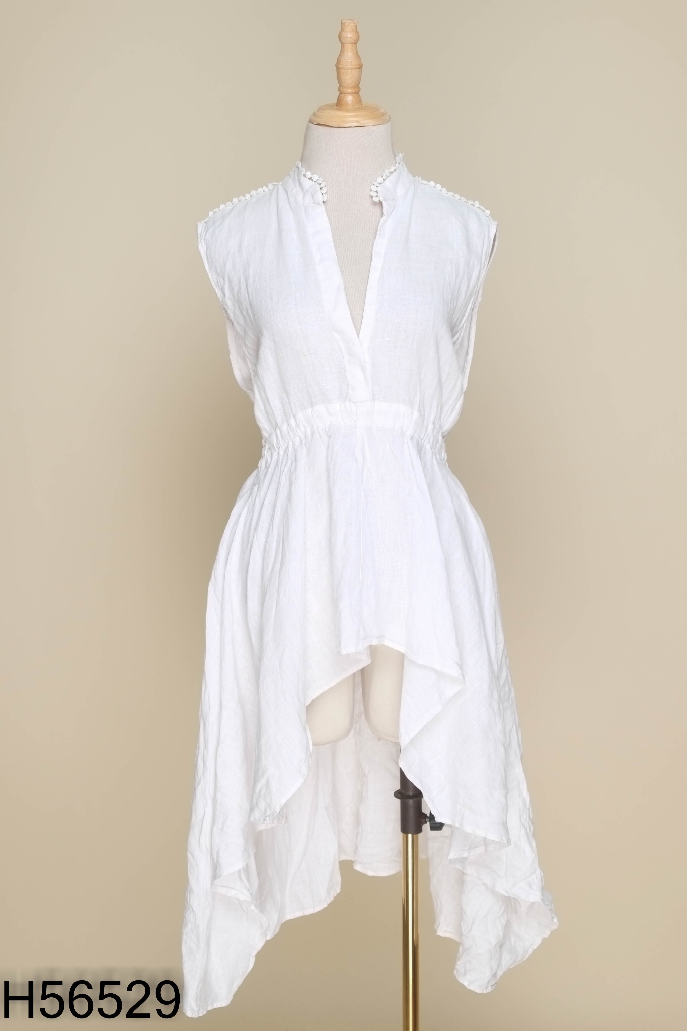 Áo linen ZARA trắng vạt dài