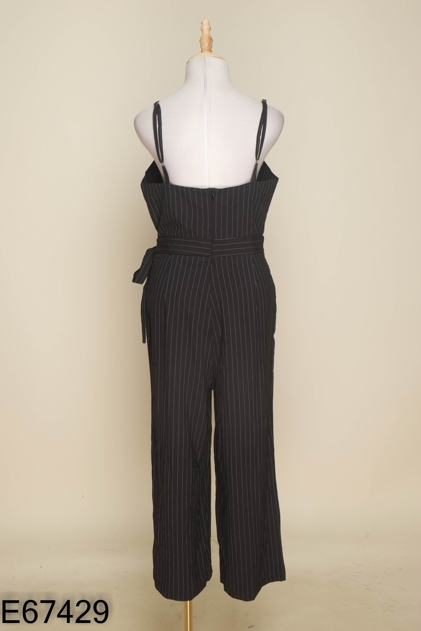 Jumpsuits hai dây đen sọc trắng