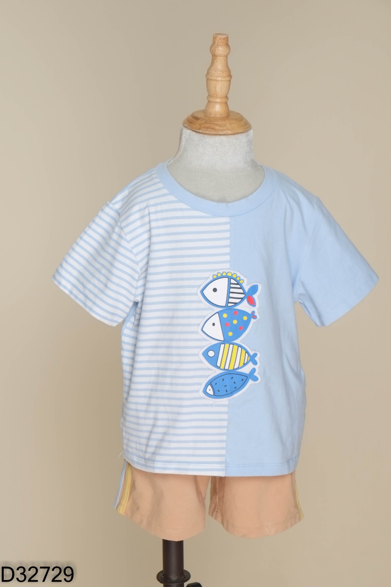 SET Áo xanh + quần nâu be KIDS