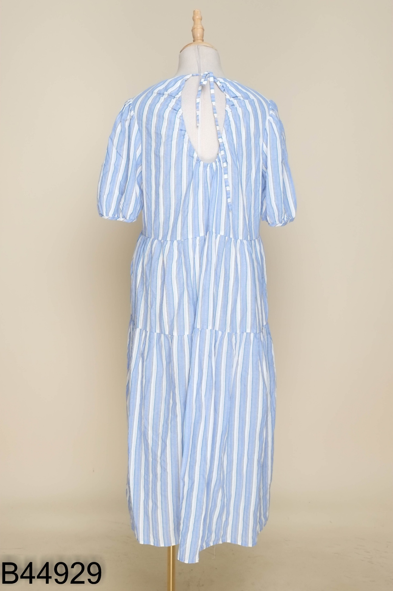 Váy babydoll xanh sọc trắng
