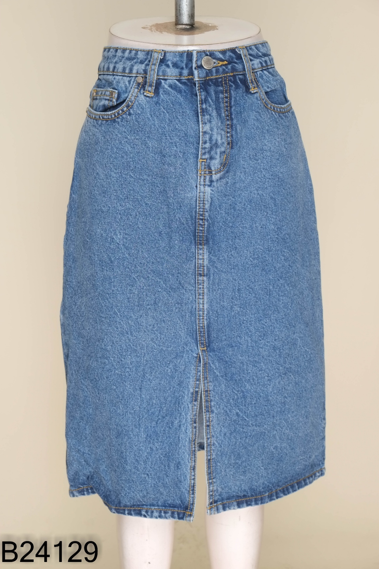 Chân váy jeans xanh xẻ (ZARA xuất)