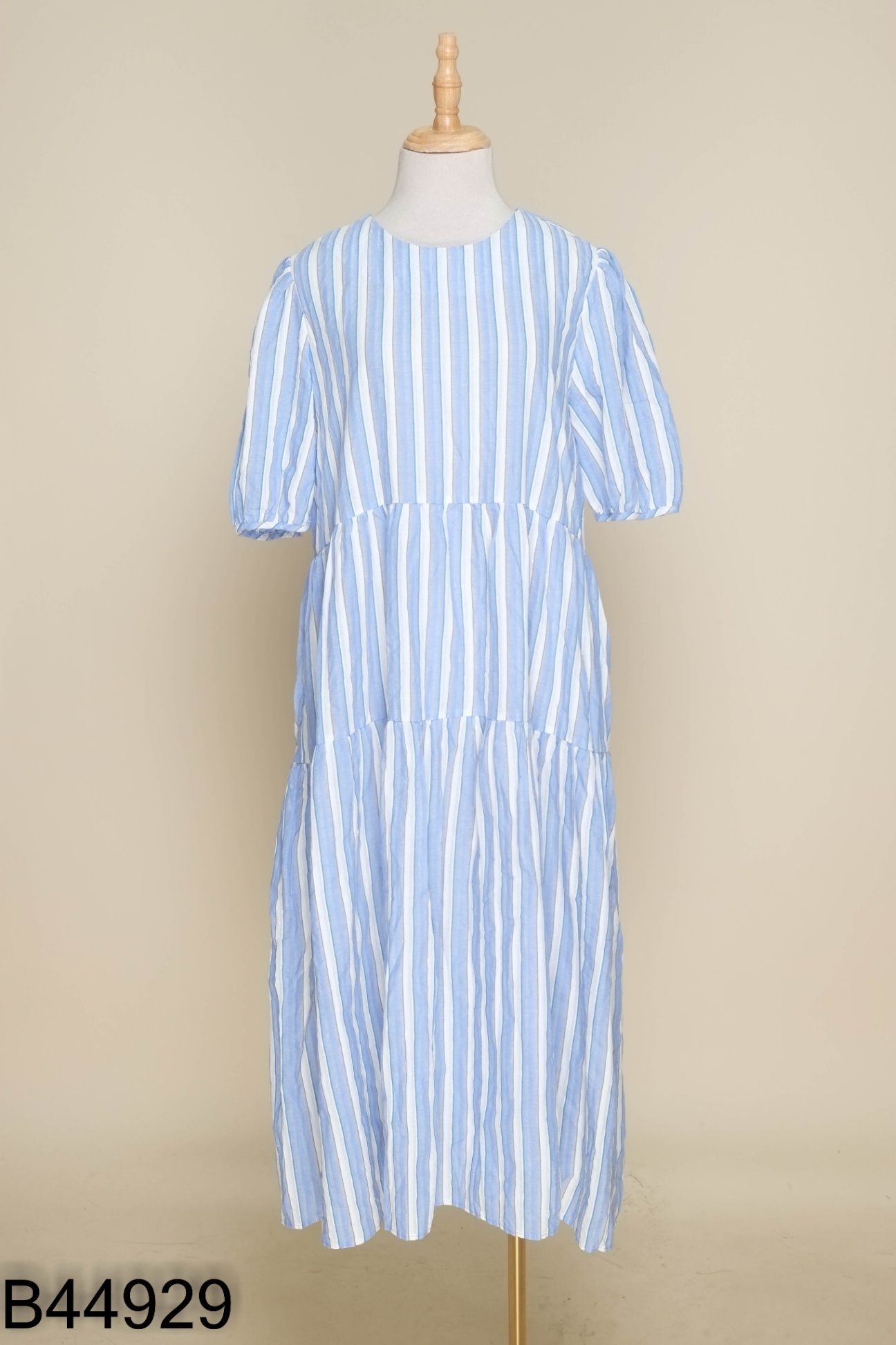 Váy babydoll xanh sọc trắng