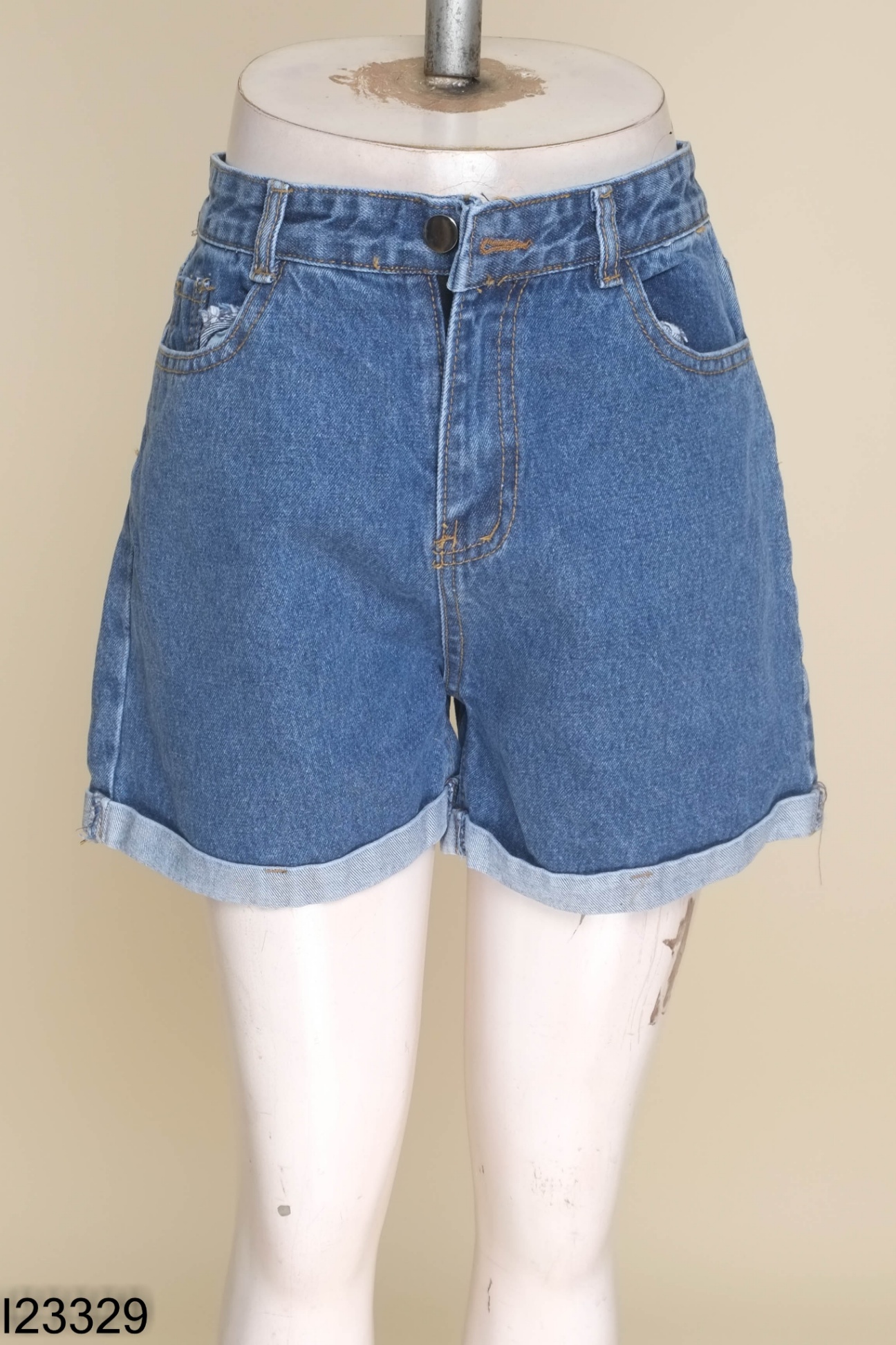 NEWTAG Quần short jean xanh đậm