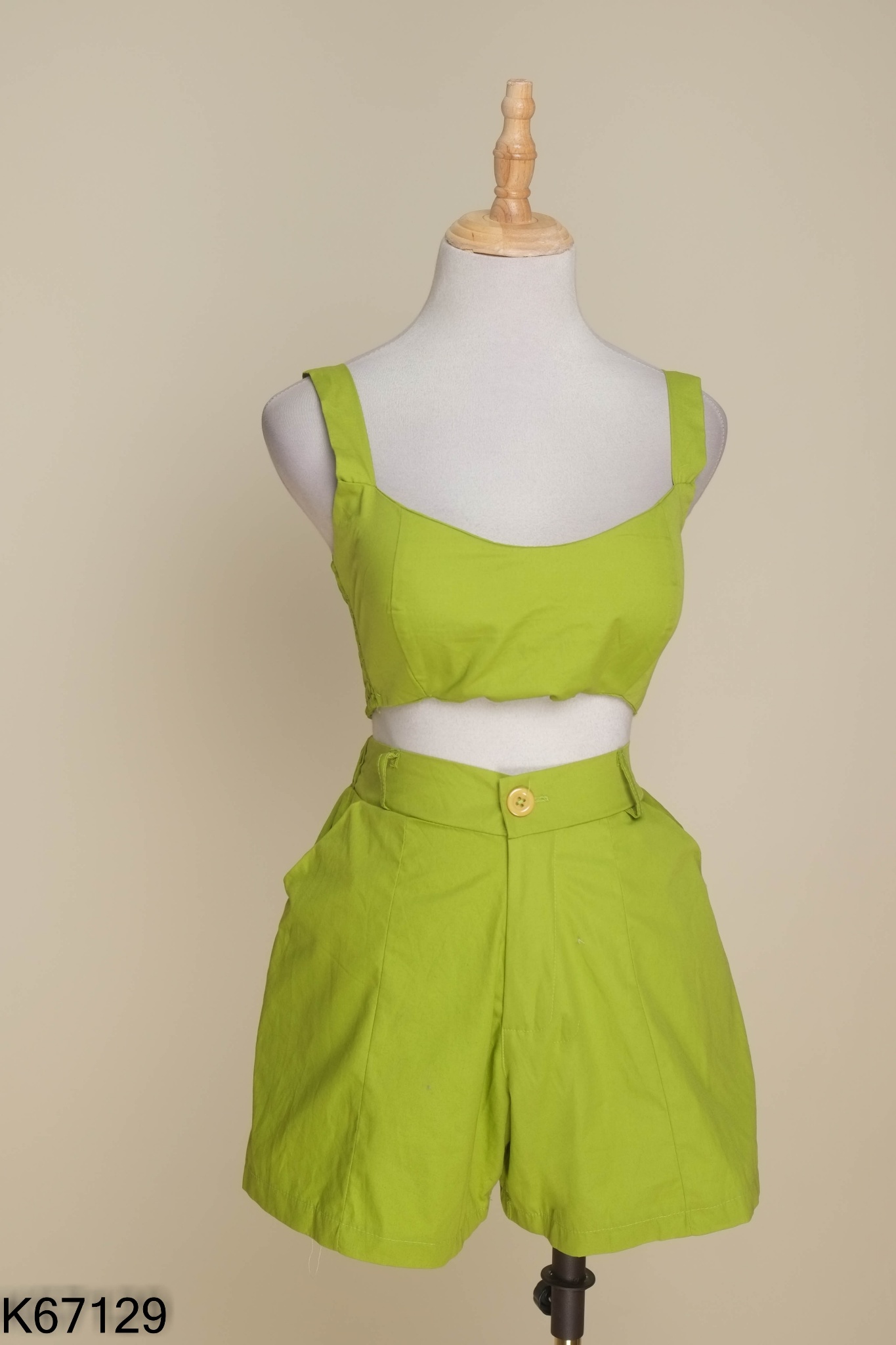 SET 3 Áo hai dây + sơ mi + quần short xanh