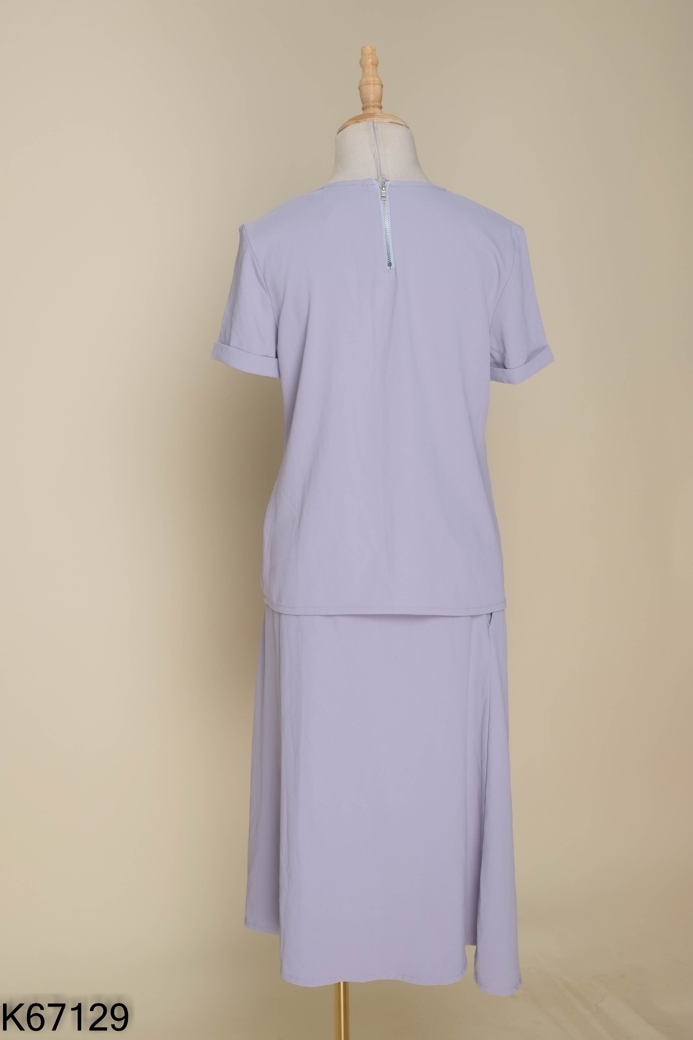 SET Áo trơn + chân váy xanh xám