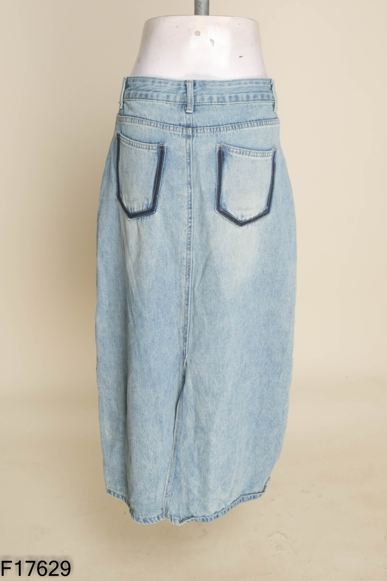 Chân váy jeans xanh trơn