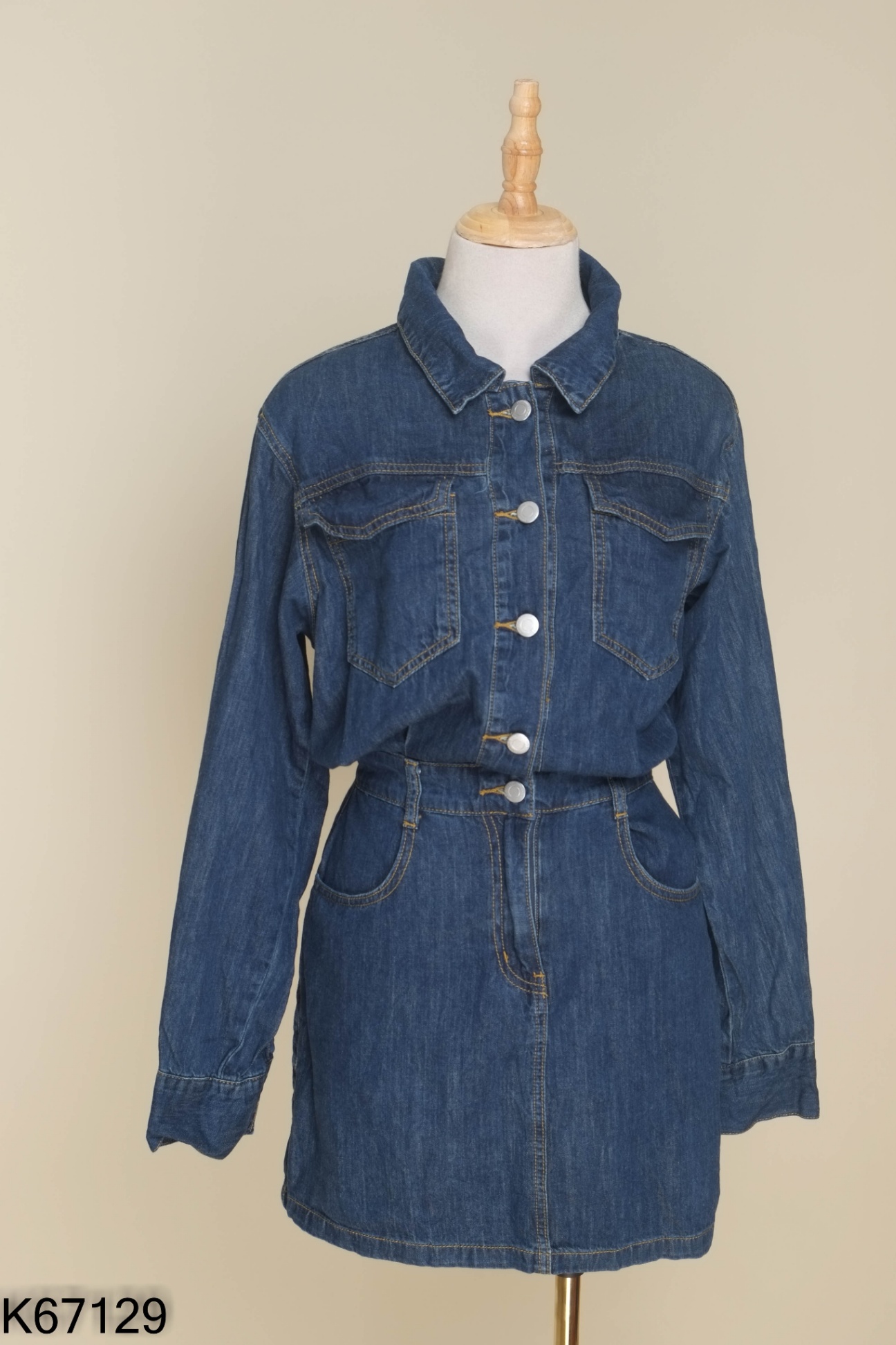 Váy jeans xanh trơn