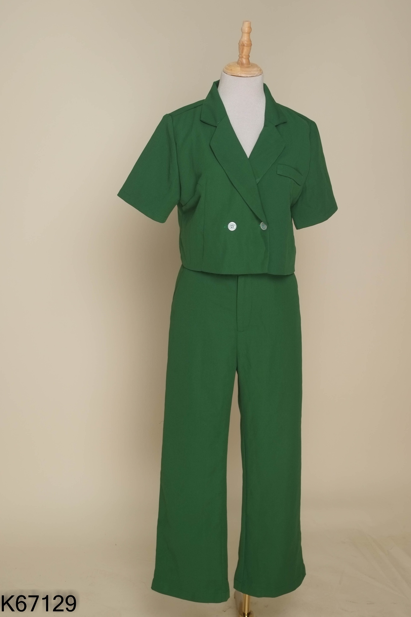 SET Áo cổ vest + quần dài xanh đậm