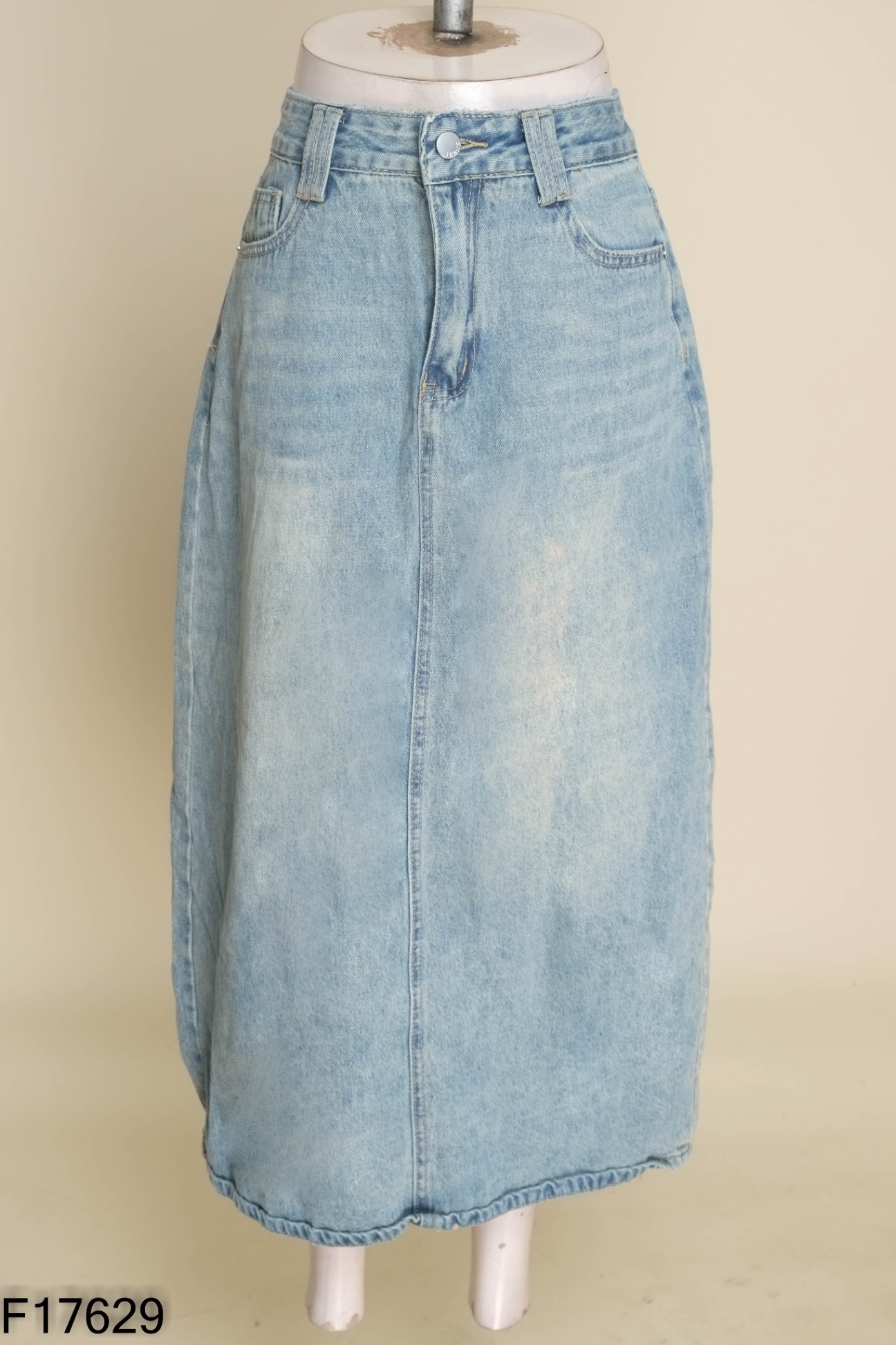 Chân váy jeans xanh trơn