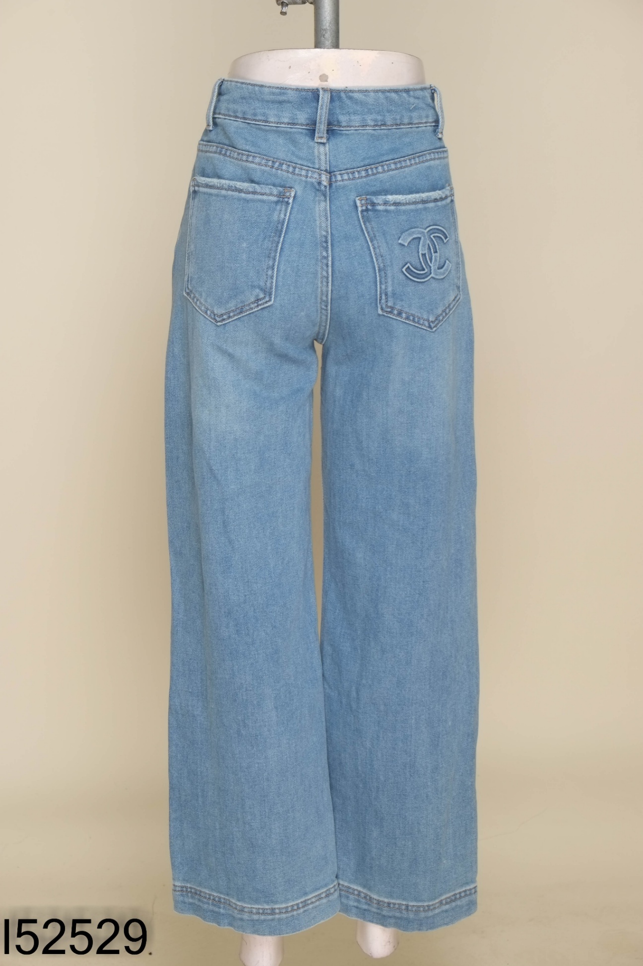Quần jeans suông xanh trơn