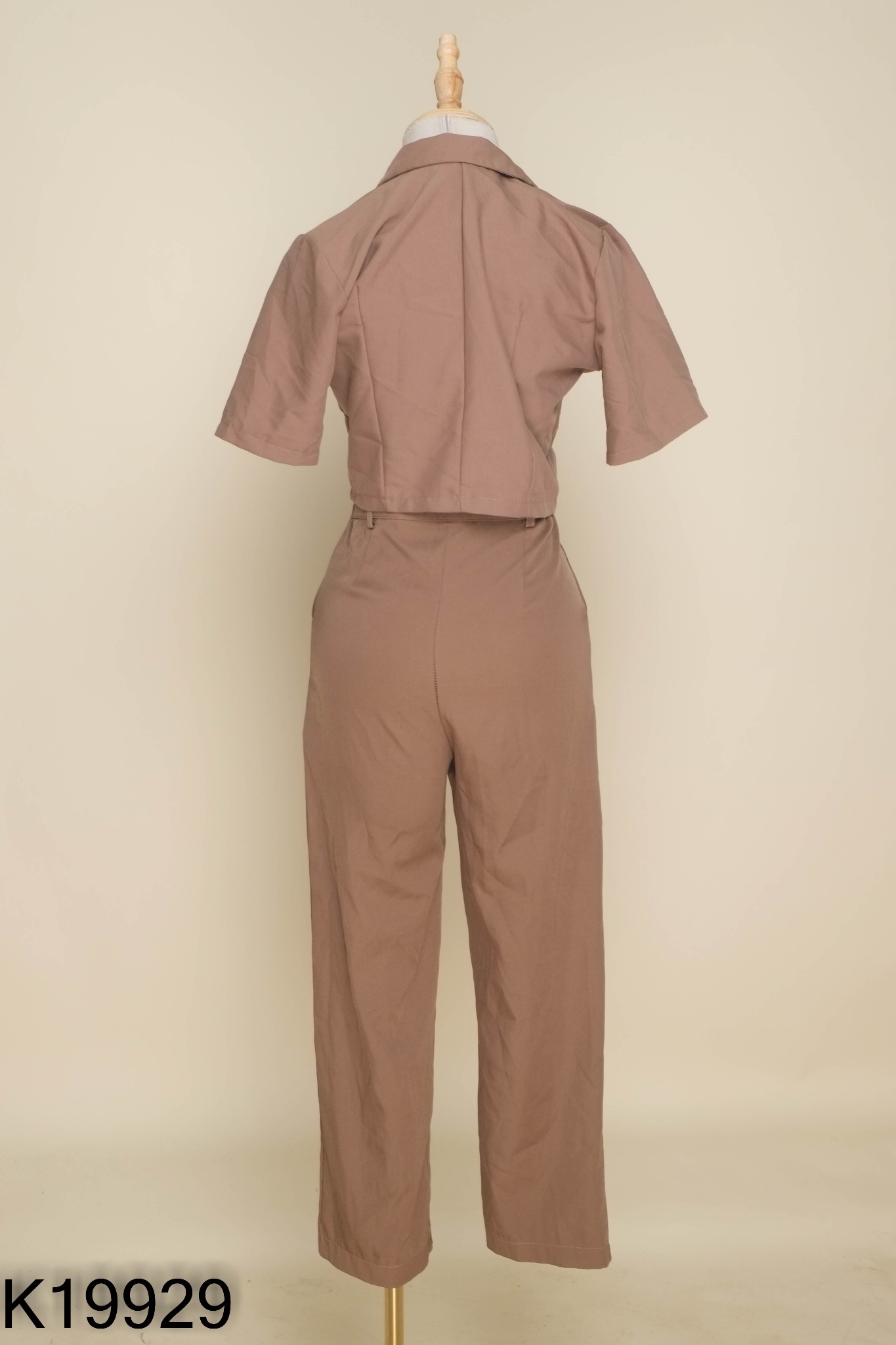 SET Áo cổ vest + quần dài nâu trơn