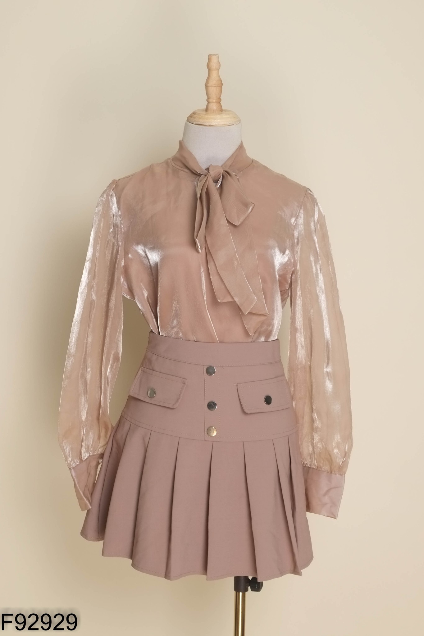 Set Áo organza be thắt nơ + chân váy