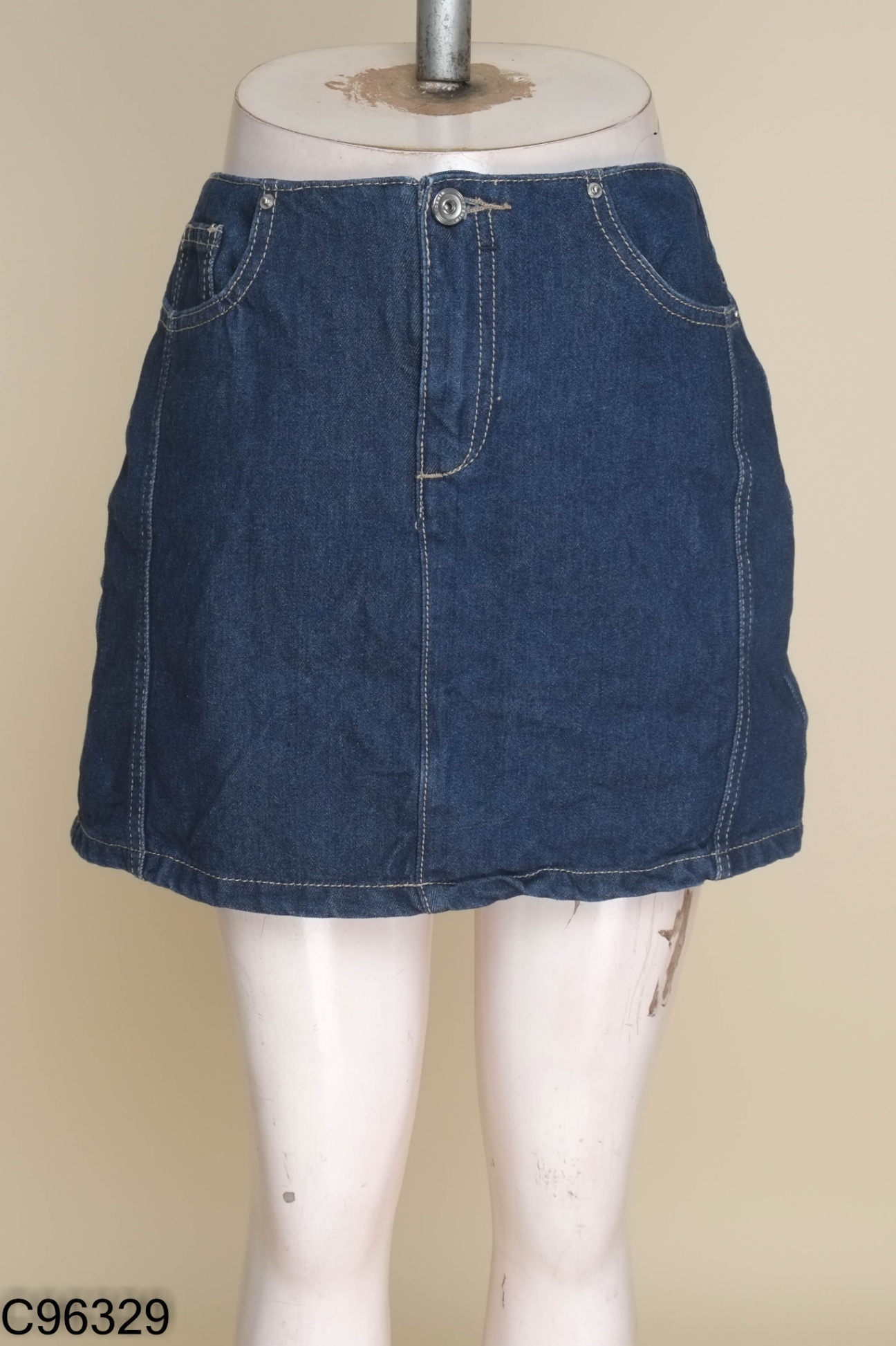 Chân váy BERSHKA jeans xanh đậm (xuất)