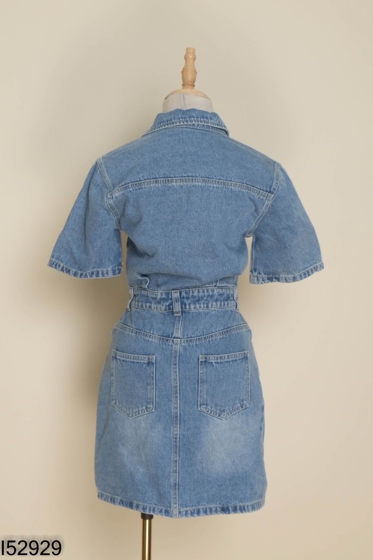 Váy jeans xanh cổ sơ mi