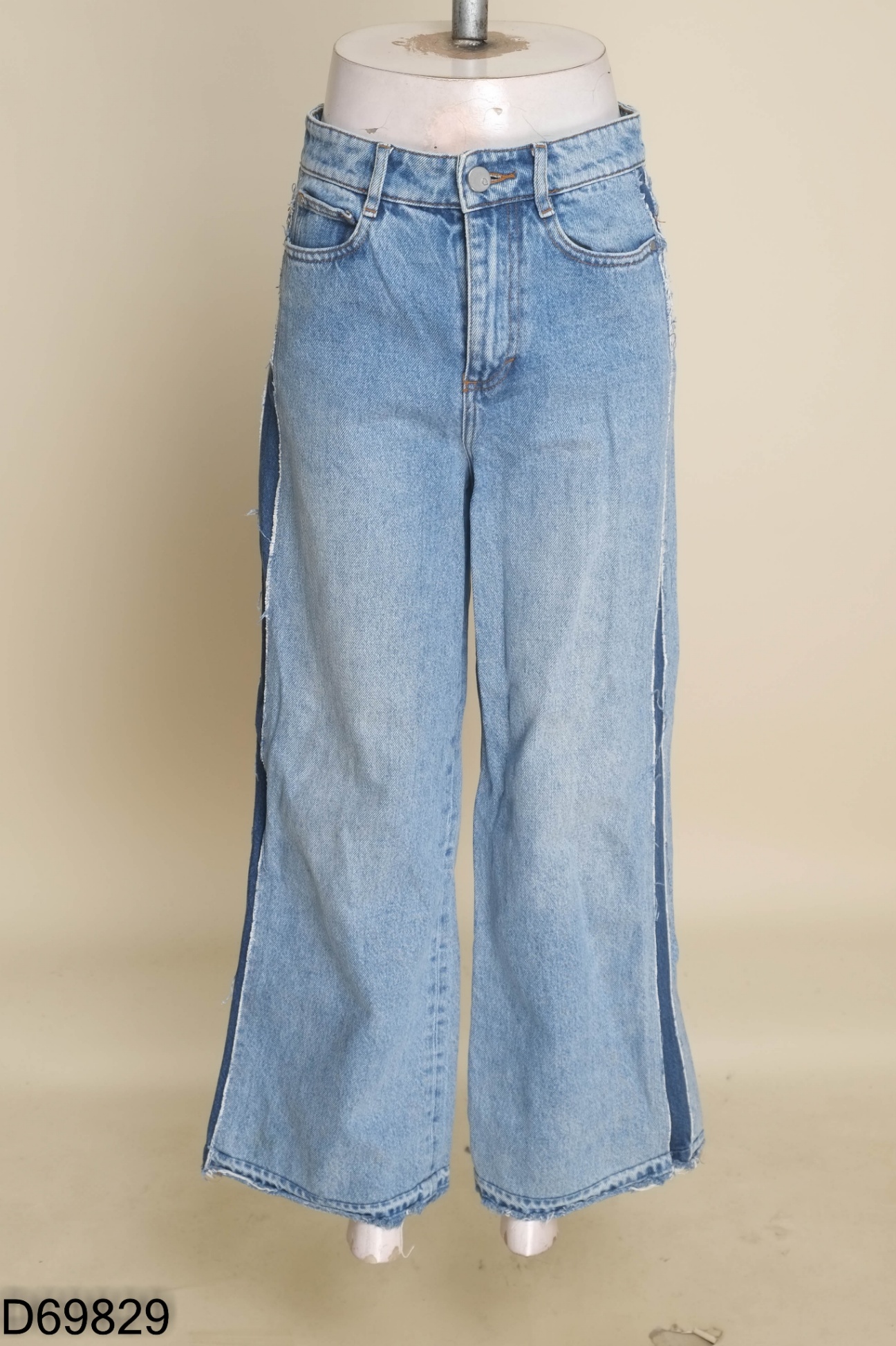 Quần OCHIRLY jeans xanh phối sọc
