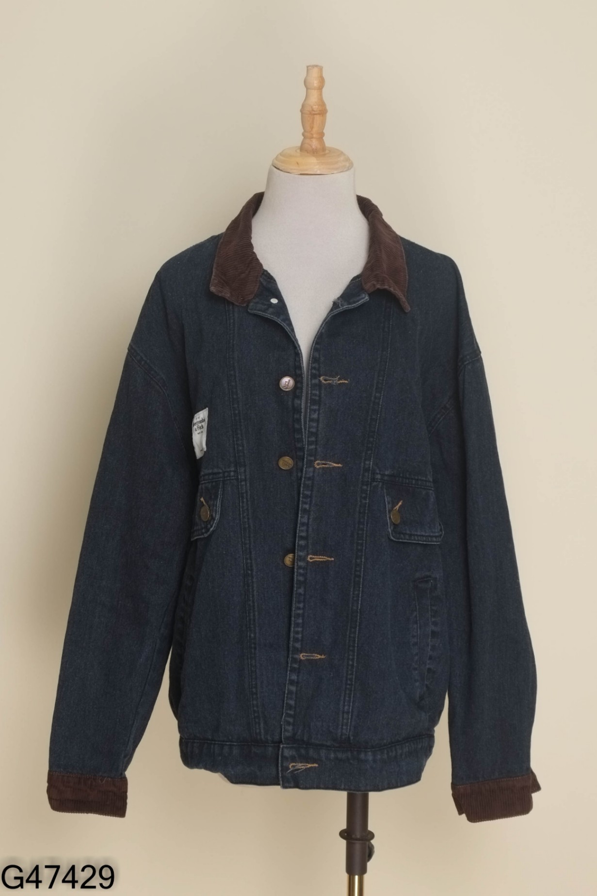 Áo khoác jeans xám đen phối nhung