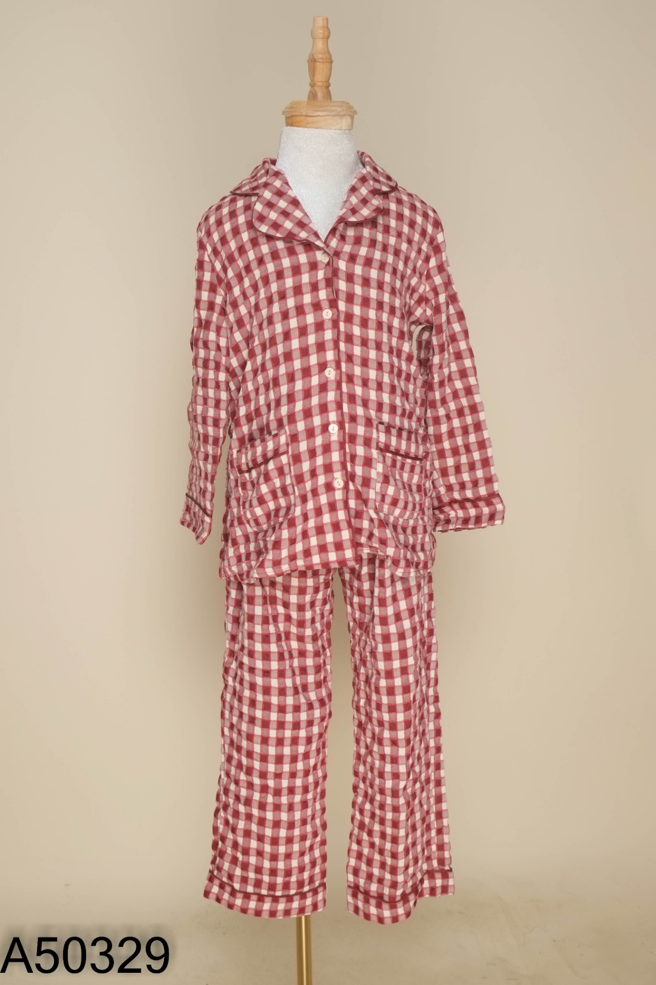 SET KIDS Áo kiểu + quần dài đỏ kẻ