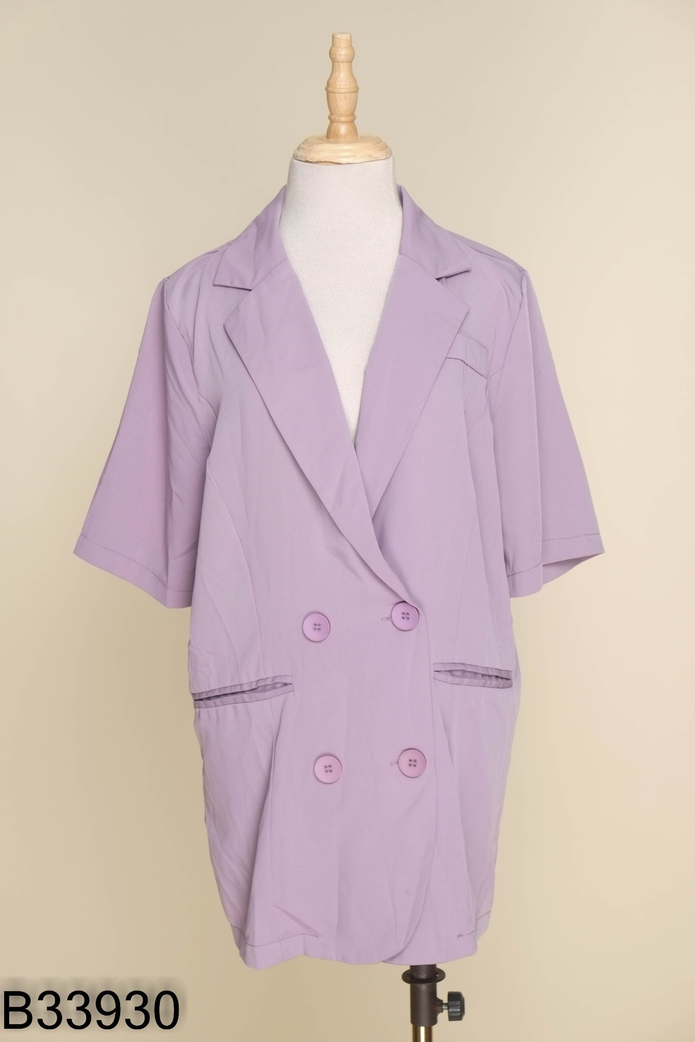 Áo blazer tím ngắn tay (1 lớp)