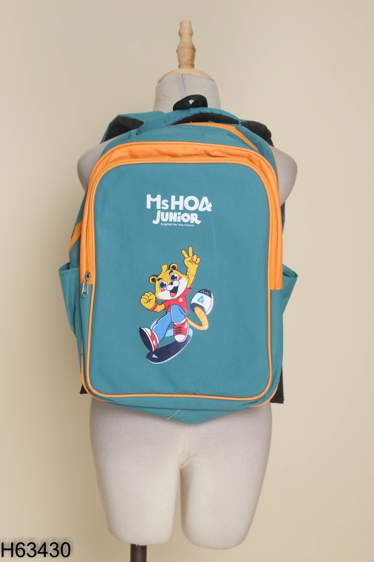 Balo xanh viền cam kid