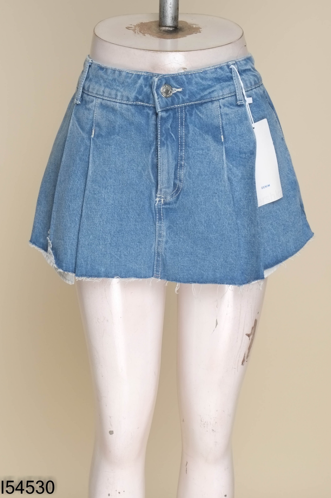 NEWTAG Quần giả váy BERSHKA jeans xanh tua rua